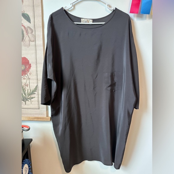 Hatch by Two Birds 100% Silk T Shirt Maternity Dress Dolman Sleeve Gray sz 2/M - Picture 1 of 4